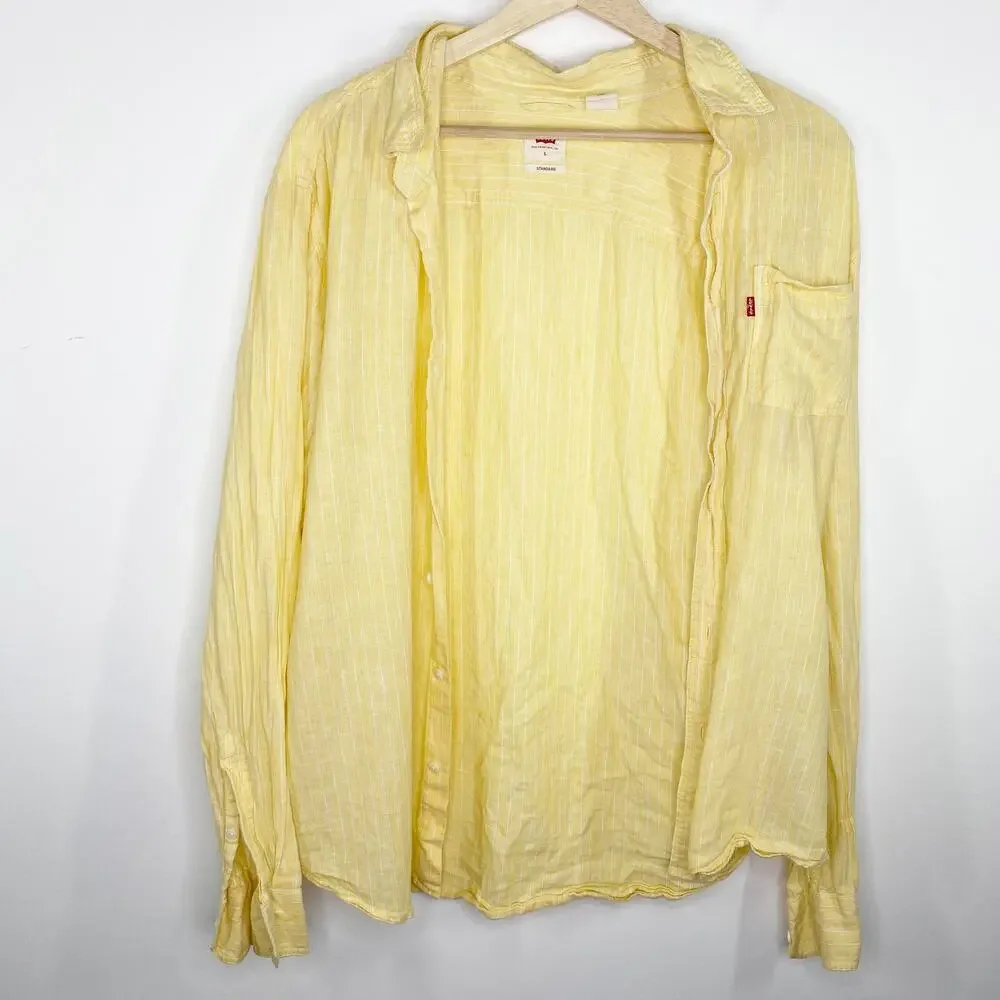Levi's Sunset Mimosa Yellow One Pocket Button Up Shirt Men's Size Large L‎